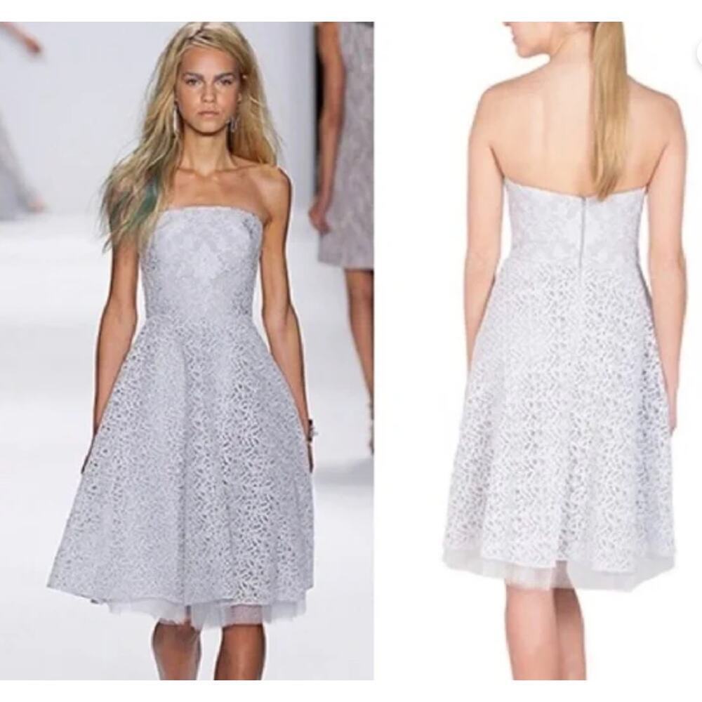 Badgley Mischka Collection light grey Strapless Dress - Size 8